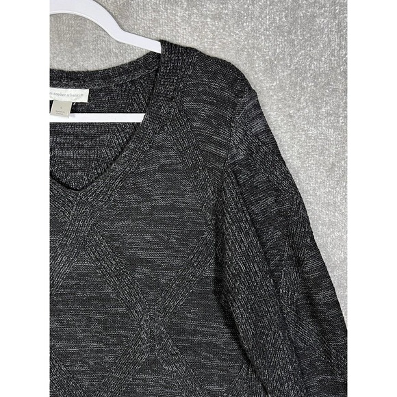 Christopher & Banks Long Sleeve V-Neck Knit Sweater Womens Size Large Black Gray - Picture 5 of 14